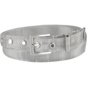 imageCalvin Klein Womens Slim Mesh and Chain Fashion Waist Belts for Dresses TrousersSilver Mesh