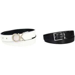 imageCalvin Klein Womens TwoinOne Reversible Dress Casual Belts for Jeans Trousers and DressesWhite Plaque  Black