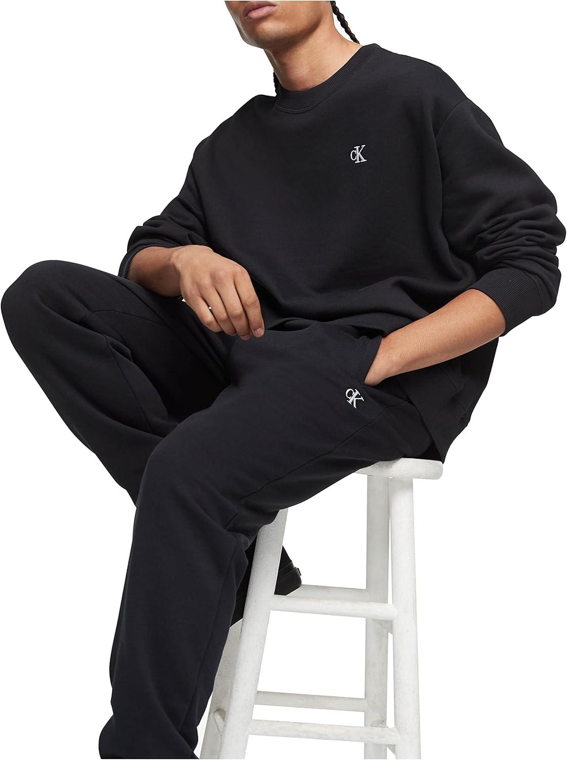 imageCalvin Klein Mens Monogram Logo Fleece JoggersClassic Black