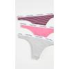 imageCalvin Klein Womens Carousel Logo Cotton Stretch Thong Panties 3 PackFeeder Stripe Ripe BerryGrey HeatherPink Smoothie