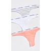 imageCalvin Klein Womens Carousel Logo Cotton Stretch Thong Panties 3 PackMellow OrangeWhiteRainer Stripe Grey Heather