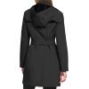 imageCalvin Klein Womens Double Breasted Belted Rain Jacket with Removable HoodDeep Black