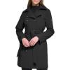 imageCalvin Klein Womens Double Breasted Belted Rain Jacket with Removable HoodDeep Black