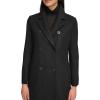 imageCalvin Klein Womens Fulllength Buttoned Wool Coat Petite Standard PlusDouble Breasted Black