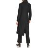 imageCalvin Klein Womens Fulllength Buttoned Wool Coat Petite Standard PlusDouble Breasted Black