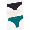 imageCalvin Klein Womens Invisibles Seamless Thong Panties 3 PackTopaz GemstoneBuff BeigeBlack