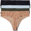 imageCalvin Klein Womens Invisibles Seamless Thong Panties 5 PackPalest BlueMorse Stripe  SandalwoodMoney TreeBlackBlack