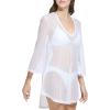 imageCalvin Klein Womens Mesh Pullover 34 Sleeve Dress Swim CoverupSoft White