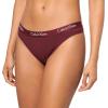 imageCalvin Klein Womens Motive Cotton Multipack Thong Panty 3 PackBlack  Grey Heather Tawny Port