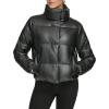 imageCalvin Klein Womens Short FauxLeather Puffer JacketFaux Leather Black