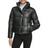 imageCalvin Klein Womens Short FauxLeather Puffer JacketFaux Leather Black