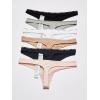 imageCalvin Klein Womens Signature Cotton Logo Stretch Thong Panties MultipackBlkHny AlmndNymphsSpeakeasyWhtGry Htr