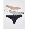 imageCalvin Klein Womens Signature Cotton Logo Stretch Thong Panties MultipackBlkHny AlmndNymphsSpeakeasyWhtGry Htr