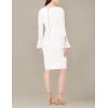 imageCalvin Klein Womens Solid Sheath with Chiffon Bell Sleeves DressCream