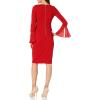 imageCalvin Klein Womens Solid Sheath with Chiffon Bell Sleeves DressRed