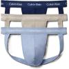 imageCalvin Klein Mens Cotton Stretch 3Pack Jock StrapNew Navy  Vintage Khaki  Troposphere