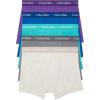 imageCalvin Klein Mens Cotton Stretch 3Pack Low Rise TrunksBlue BayShortlineJet GreyStripeRaisin Torte