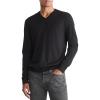 imageCalvin Klein Mens Extra Fine Merino Wool Blend VNeck SweaterBlack Beauty
