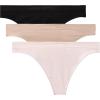 imageCalvin Klein Womens Bonded Flex Seamless 3Pack Mid Rise ThongBlackCedarEggshell