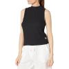 imageCalvin Klein Womens Everyday Embrodery Monogram Cropped SS Short Sleeve Mock NeckBlack