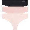 imageCalvin Klein Womens Invisibles Seamless Thong Panties 3 PackBlack W Smoke Logo Subdued W Ivory Logo Prairie Peach