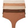 imageCalvin Klein Womens Invisibles Seamless Thong Panties 5 PackBeechwoodCedarSandalwoodSpruceUmber
