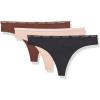 imageCalvin Klein Womens Luxe Comfort Micro Stretch Thong Panties 3 PackBlack  Umber  Cedar