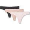 imageCalvin Klein Womens Luxe Comfort Micro Stretch Thong Panties 3 PackBlackCedarCrystal Pink
