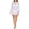 imageCalvin Klein Womens Mesh Pullover 34 Sleeve Dress Swim CoverupSoft White