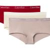 imageCalvin Klein Womens Motive Cotton Boyshort Panties 3 PackJuneberryOatmeal HeatherFresh Taupe