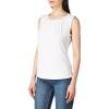 imageCalvin Klein Womens Pleat Neck Sleeveless BlouseWhite