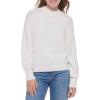 imageCalvin Klein Womens Round Neck Sweater with Cable Knit SleeveMascarpone