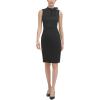 imageCalvin Klein Womens Sleeveless Seamed Sheath with Tie NeckDeep Black