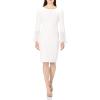 imageCalvin Klein Womens Solid Sheath with Chiffon Bell Sleeves DressCream