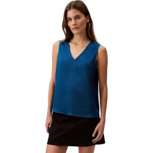imageCalvin Klein Jeans Womens Plisse V Neck Tank TopInk Blue