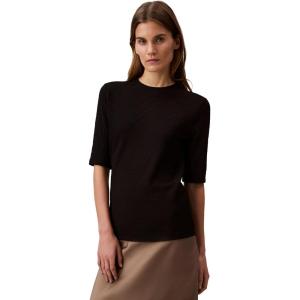 imageCalvin Klein Jeans Womens Textured Knit 34 Sleeve TopBlack