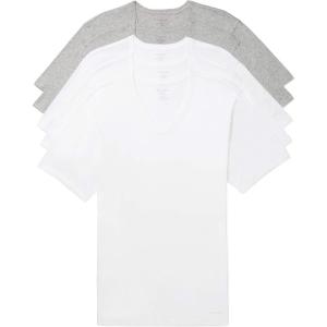 imageCalvin Klein Mens Cotton Classic 5Pack Slim Undershirts3 White  2 Grey Heather