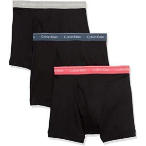 imageCalvin Klein Mens Cotton Classics 3Pack Boxer BriefBlack Bodies W Cerise Lipstick  Grey Heather  Blue Edge