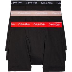 imageCalvin Klein Mens Cotton Classics 3Pack Boxer BriefBlack Bodies W Summer Taupe  Fiesta  Black