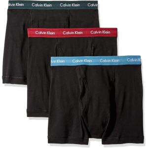 imageCalvin Klein Mens Cotton Classics 3Pack Boxer BriefBlackScarabPorpoiseBluesteelBiking Red