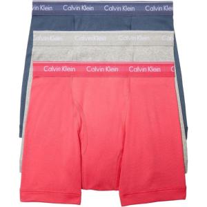 imageCalvin Klein Mens Cotton Classics 3Pack Boxer BriefCerise Lipstick  Grey Heather  Blue Edge