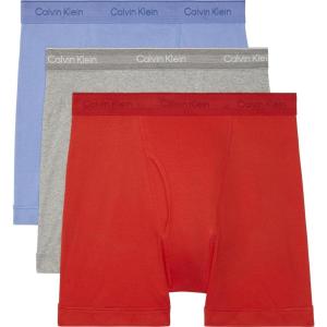imageCalvin Klein Mens Cotton Classics 3Pack Boxer BriefGlacier  Grey Heather  Molten