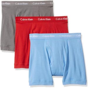imageCalvin Klein Mens Cotton Classics 3Pack Boxer BriefGrey SkyProvenceHaute Red
