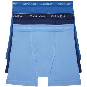imageCalvin Klein Mens Cotton Classics 3Pack Boxer BriefMedieval Blue  Minnow  Blue Bay
