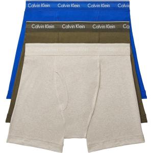 imageCalvin Klein Mens Cotton Classics 3Pack Boxer BriefRoyalty  Army Green  Flaz Heather