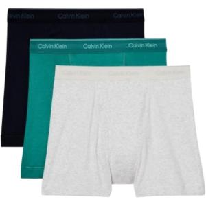 imageCalvin Klein Mens Cotton Classics 3Pack Boxer BriefShoreline  Snow Heather  Lively Teal