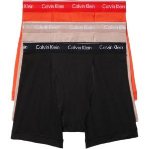 imageCalvin Klein Mens Cotton Classics 3Pack Boxer BriefSummer Taupe  Fiesta  Black