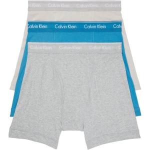 imageCalvin Klein Mens Cotton Classics 3Pack Boxer BriefTapestry Teal  Dove  Grey Heather