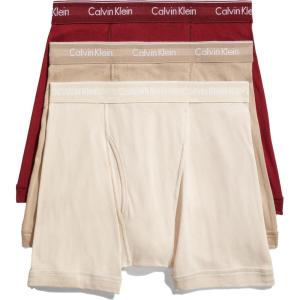 imageCalvin Klein Mens Cotton Classics 3Pack Boxer BriefTuffet  Red Carpet  Tapioca