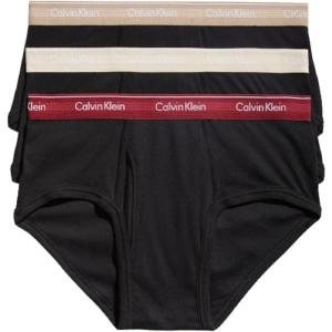 imageCalvin Klein Mens Cotton Classics 3Pack BriefBlack Bodies W Tuffet  Red Carpet  Tapioca Wbs